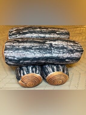 Lot 4 Realistic 3D Log Bolster Pillows Rustic Cabin Bark Wood Grain Novelty